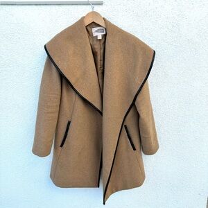 Forever 21 Contemporary Draped Collar Camel Coat | Size S